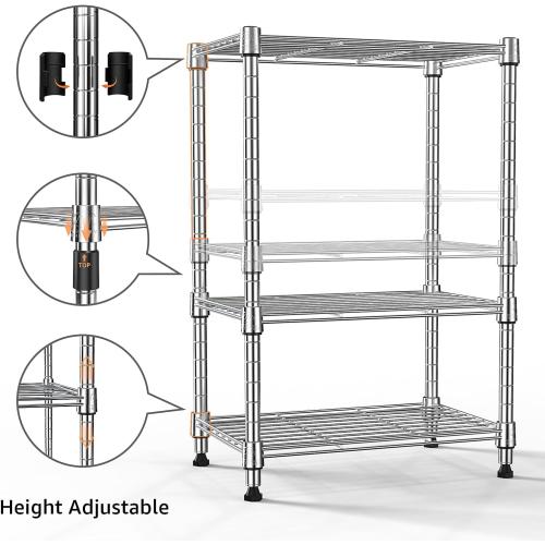 450 lbs Wire Storage Shelving 3-Tier Utility Shelving Unit Steel Organizer Wire Rack for Home,Kitchen,Office,Chrome(11.8 D x 17.7 W x 26.3 H)