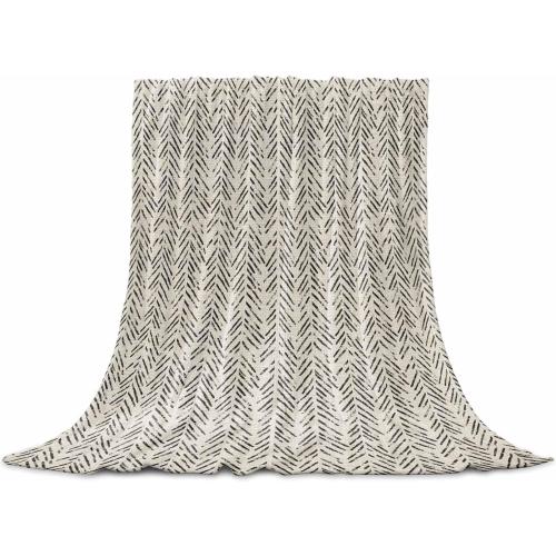 Brown Herringbone Art Flannel Throw Blanket Fleece Blankets,Abstract Geometric Striped on Linen Soft Warm Cozy Throws Lightweight Fuzzy Blanket for Sofa Couch Bed Car All Season Use,32x48in