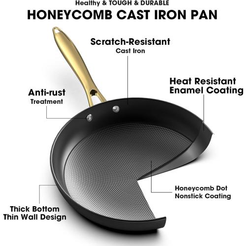 imarku Non Stick Frying Pans, Nonstick Cast Iron Skillets 3 Pcs - 8 Inch, 10 Inch and 12 Inch Nonstick Frying Pan Set, Professional Frying Pans Set, Frying Pan with Stay Cool Handle, Birthday Gifts