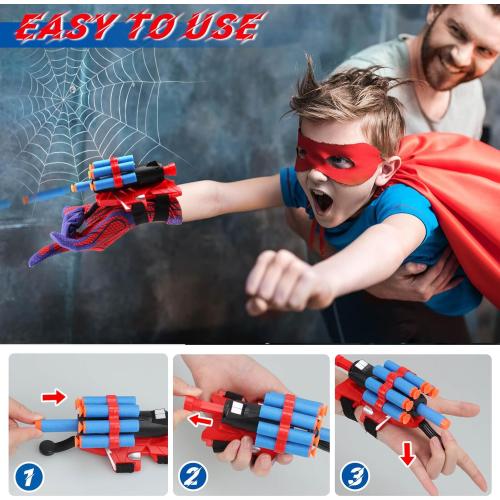 JONEG Web Shooters Toy for Kids 2 Pack, Toy for 3 4 5 6 7 8 Year Old Boy, Web Slinger with Spider Glove Launcher, Toys for Boys 4-6 6-8, Birthday Gifts