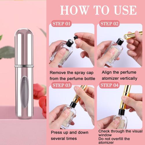 4 Pcs Travel Perfume Bottle Refillable, 5ml Portable Travel Perfume Atomizer Refillable Travel Size Perfume Bottle Atomizer Sprayer for Perfume Travel Accessories for Women Mens