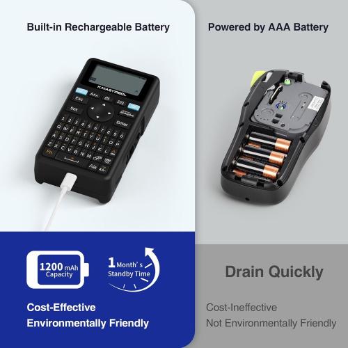 SUPVAN E11 Bluetooth Label Maker Machine with 4 Tapes, Support Keyboard & App with 30  Fonts and 660  Icons, Rechargeable Inkless Labeler for Home, Kitchen, Office, School, Organization, Black