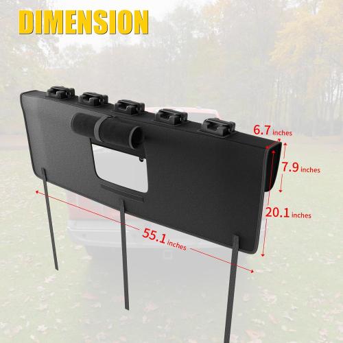 Tailgate Bike Pad Compatible with Ford F150 55'' Truck Tailgate Cover Hold Up to Five Bicycles with 2 Tool Pockets Non-Slip Waterproof Protection Transport Pad for F-150 Accessories