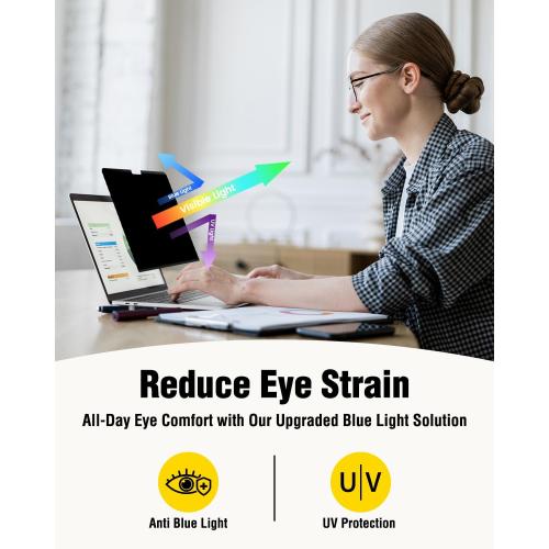 F FORITO Magnetic Laptop Privacy Screen 16 inch 16:10, 360° Anti Peeping Removable Anti Glare Blue Light Filter Compatible with All 16” 16:10 Laptops Portable Monitors