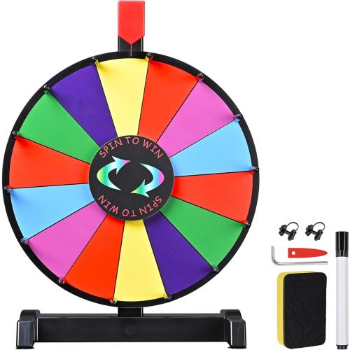WinSpin 12 Color Prize Wheel Tabletop 14 Slots Heavy Duty Editable Spinning Wheel for Fortune Spinning Game Carnival & Tradeshow, Classic Series