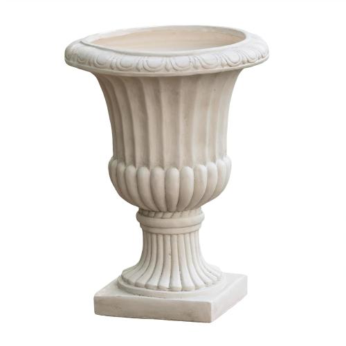 Large Urn Planter Outdoor – Antique White Italian Garden Urn Flower Pot, Magnesium Oxide Pedestal Planters for Outdoor Plants, COLORING MAY VARY