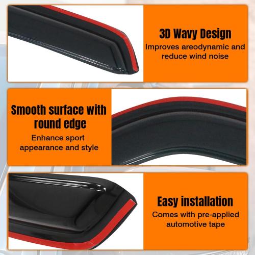 Durable Acrylic Window Visors for Ford Ranger Accessories - Compatible with 1993-2011 Ford Ranger/Mazda B2300/B3000/B4000 Standard Cab - In Channel Window Rain Guards