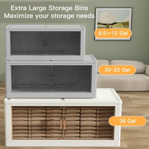 KHNR 5Packs Stackable Storage Bins with Lid, 36 Gal Closet Organizer and Storaging Drawer, Collapsible Storage Box with Wheels, Plastic Clothes Storage Cabinet Containers for Home, Office, Dorm