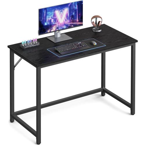 VASAGLE Computer Desk, Office Work Desk, 39.4 x 19.7 x 29.9 Inches, for Study, Bedroom, Home Office, Living Room, Ebony Black and Ink Black ULWD041B56