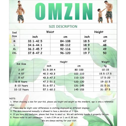 Size Medium Color Black OMZIN Father and Son Swim Trunks Drawstring Elastic Waist Beach Shorts with Pockets