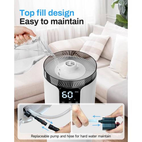 Humidifier Large Room, 4.2 Gal/16L Large Humidifier for 1500 sq.ft, 360° Nozzles Cool Mist Ultrasonic, Top Fill Tower Humidifiers for Bedroom Office Plant wholehouse with Extension Tube, Night Light