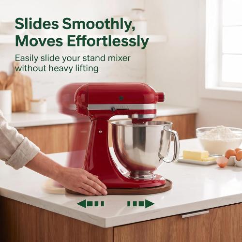 Mixer Slider Mat for KitchenAid 4.5-5 Qt Tilt-Head Stand Mixer, Pine Wooden Mixer Moving Tray, 4PCS Appliance Sliding, Kitchen Countertop Storage Accessories for Easy Mixer Movement
