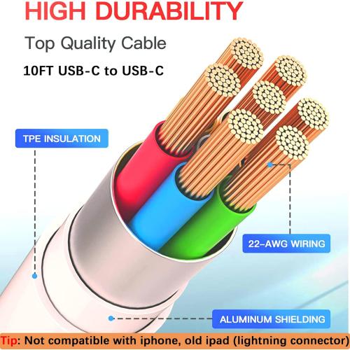 30W iPhone 17 16 15 Chrager Fast Charging for iPhone 17 16 Pro Max 15 Plug iPad USB C, 30 Watts Type-c Gan PPS Wall Chrager Plug Block & Long 10ft USB C to C Cable, 1Pack White