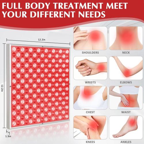 Red Light Therapy Lamp, LED Panel Deep 660nm and Near Infrared 850nm Light Combo, Red Light Therapy Device for Body and Face, Skin Beauty, Pain Relief of Muscles and Joints, Silver(Square)