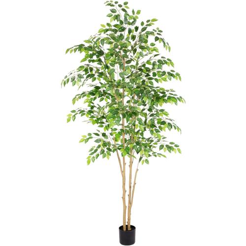 Nafresh Tall UV Resistant Ficus Tree Artificial Realistic Texture Potted Faux Ficus Tree， Fake Trees Indoor Outdoor for Home Office Living Room Bedroom Foyer Porch Decor.