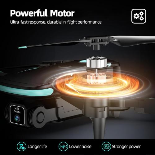 Drone with Camera  HD, FPV Foldable Mini Drone for Beginners Kids Boys Girls, with 2 recharging Batteries, Carrying Case, One Key Start, Stable Hover, Trajectory Flight, Toys Gifts (Black)