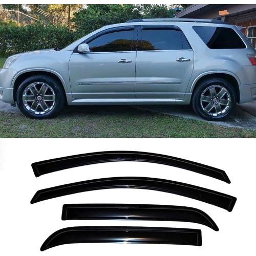 94632 Sunproof Waterproof Side Window Visor Wind Vent Deflector, 4pcs Dark Smoke Proective Nice Rain Guards Set fit for 2007-2016 GMC Acadia &2007-2010 Saturn Outlook (Missing 1)
