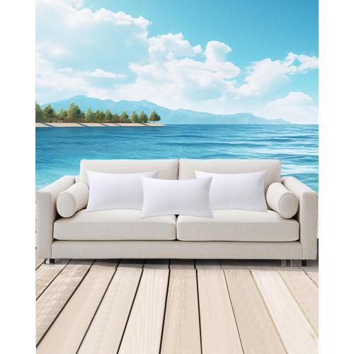 Outdoor Pilllows Waterproof 12x20 Pillow Insert Set of 4, Water-Resistant Retangular Throw Pillow Inserts for Patio, Garden, Porch, Lumbar Supportive Outdoor Furniture Decor