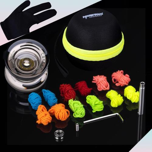 MAGICYOYO K2 Crystal Black Yoyo Professional, Responsive Yoyo for Kids Beginners with Extra Unresponsive Yo Yo Bearing, Pro Plastic Trick Yo Yo for Adults 12 Stings Bearing Removal Tool Storage Bag
