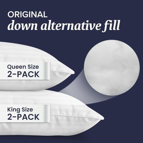 Beckham Hotel Collection Bed Pillows standard Size Set of 2 - Down Alternative Bedding Gel Cooling Big Pillow for Back, Stomach or Side Sleepers