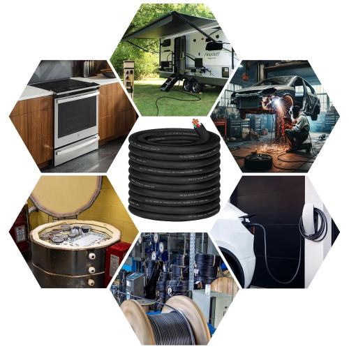 12/4 12 Gauge SOOW Wire 12 AWG SOOW Portable Power Cable 600V 4 Conductor 12/4 12 Gauge Extension Cord Electric Wire for Motor Lead,Generator,Welder,NEMA 14-20 RV Outlet Box,Car Battery Charger