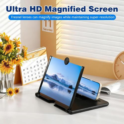 Big Screen Phone Magnifier, 2026 New 3D HD Screen Expander, Movie Screen Amplifier with Foldable Phone Stand for Travel, Magnifying Projector Screen Enlarger for Elderly (10 inch)