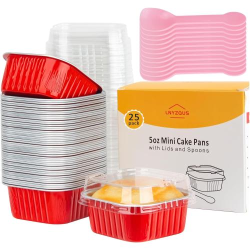 LNYZQUS 5oz Mini Cake Tins with Lids, Disposable Brownie Baking Pans