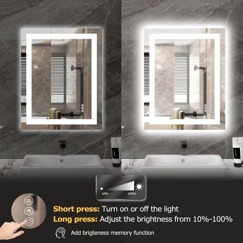 24X30 LED Bathroom Mirror with Lights, Anti-Fog, Dimmable, Backlit   Front Lit, Smart Bathroom Vanity Mirror, Memory Function, Shatterproof, Tempered Glass (Horizontal/Vertical)