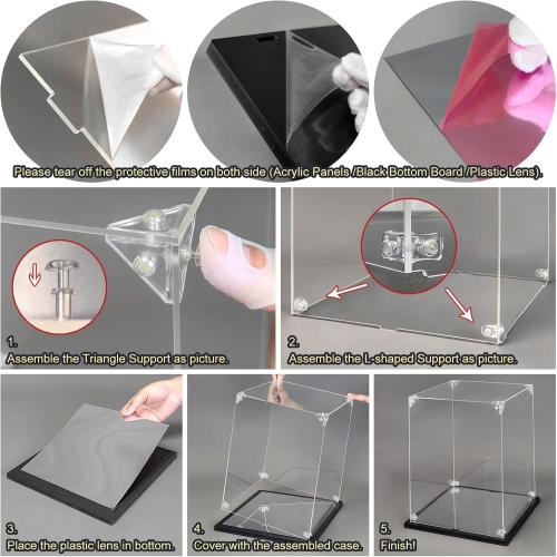 Acrylic Display Case for Collectibles Assemble Acrylic Display Box for Lego 21042 Building Statue Clear Acrylic Case for Display Model Trophy Action Figures(Black,7.9*7.9*18.9 inch)