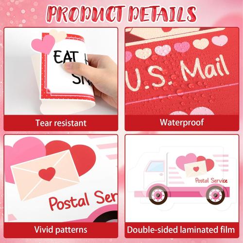 party greeting Valentine's Day Bulletin Board Set Valentines Special Delivery Classroom Decorations Heart Mailbox Paper Cutouts Bulletin Board for School Home Nursery Chalkboard Wall Door Supplies