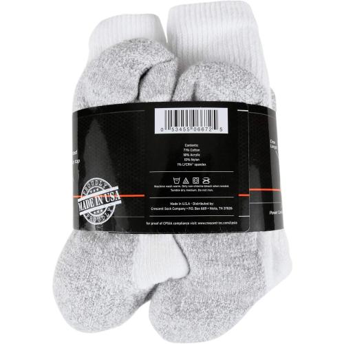 Size S/M POWER-CUSHIONED Performance Crew Large 6 Pair Pack (White), LARGE (Men's shoe