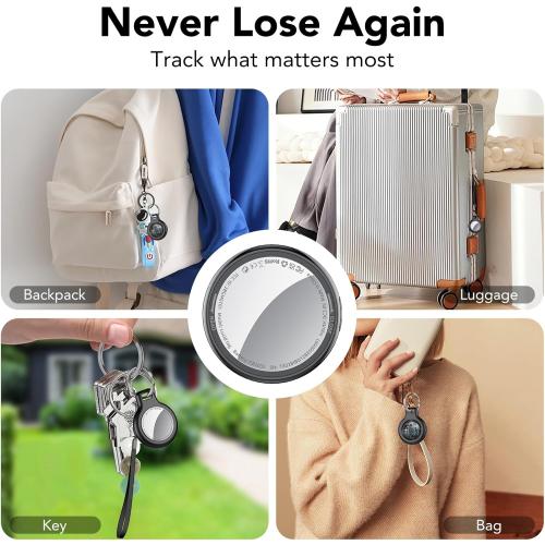 Air Tracker Tags-4 Pack (iOS Only), [Apple MFi Certified] Key Finder | Replaceable Battery Bluetooth Tracker Compatible with Apple Find My, Item Locator Smart Tag for Keys, Bag, Luggage and More