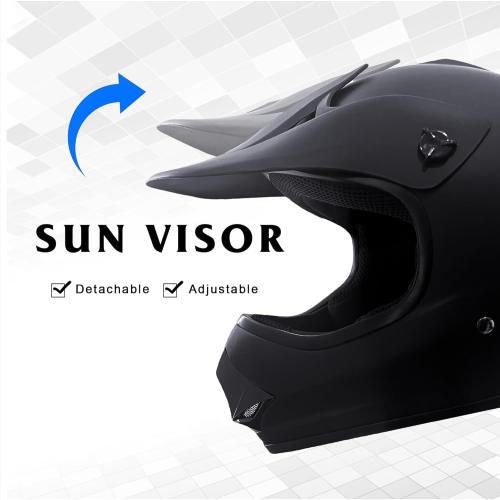 Color Black KRN Youth Kids Off-Road Helmet KY-B12 ATV Helmet DOT Approved- Motorcycle Motocross Dirt Bike Helmet