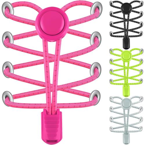 AMLY Elastic No Tie Shoe Laces - Tieless Shoelaces for Adults and Kids - 4 Pairs, Heavy Duty Shoe Strings for Sneakers