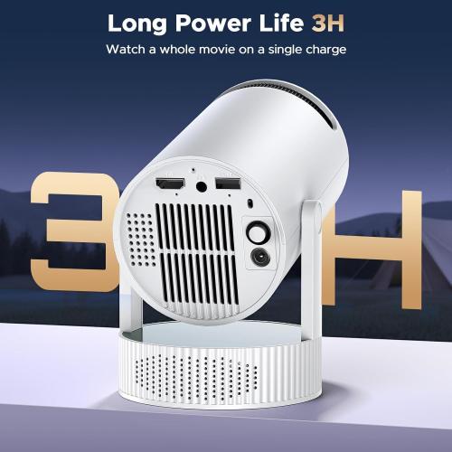 Mini Projector, Projector with Wifi and Bluetooth Built-in Battery 4K Portable Projector for Outdoor Bedroom, Smart Projectors 1080P Compatible with iphone/TV Stick/HDMI/Laptop