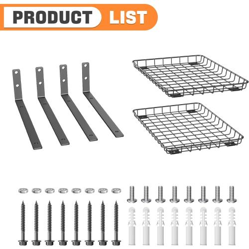 TORACK 2-Pack 12x18 inch Wall-Mounted Shelves, Garage Wall Shelf for Closet & Laundry Room, Heavy-Duty Floating Shelves Hold Up to 60 lbs(Black)