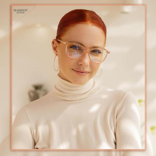 Madison Avenue Square Vintage TR90 Blue Light Blocking Reading Glasses for Women, Computer Readers Eyeglasses