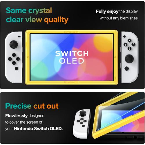 ivoler 4-Pack Tempered Glass Screen Protector Designed for Nintendo Switch OLED Model 2021&2023 with [Alignment Frame] Transparent HD Clear[Updated Version] Screen Protector for Switch OLED 7''