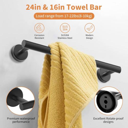 COLOR SILVER Cilee 10 Piece Matte Black Bathroom Hardware Set,2 Pack 5 Piece Bathroom Accessories Set Include 24 inch,16 inch Toilet Paper Holder, Towel bar,Towel Ring,Towel Hook,Stainless Steel Wall Mounted