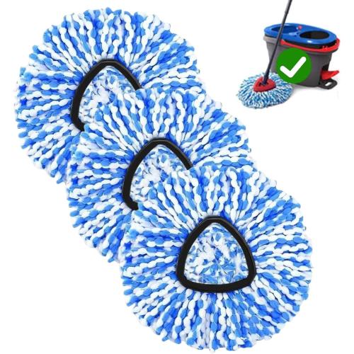 3-Pack Spin Mop Replacement Head for O-Ceda RinseClean Spin Mop Refill 2-Tank System Microfiber Deep Cleaning Machine Washable and Easy-to-Replace