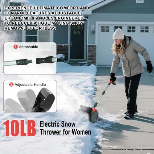 Cordless Snow Shovel,12.5 Electric Snow Blower with 2x4.0Ah Batteries,20V Snow Remover with Directional Chute,6 Snow Intake and 27Ft Throw, for Driveway,Deck,Yard Steps Red *missing battery*