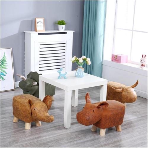 Animal Ottoman Creative Animals, Elephants, Dinosaurs, Deer, Dogs, Cows, Cartoon Sofas, Shoe Changing Stools Foot Stool for Living Room Entryway Bedroom(Green Water Buffalo)
