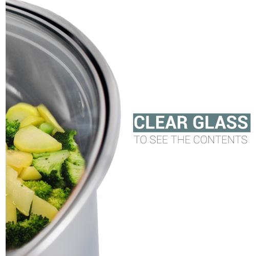 Double Boiler & Steam Pots for Chocolate and Fondue Melting Pot, Candle Making, Stainless Steel Steamer with Tempered Glass Lid for Clear View while Cooking, Dishwasher (3 Qts & 4 Pieces)