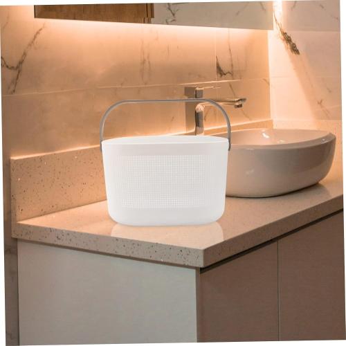 Gray Hollow Wash Basket Capacity Toiletry Container for Bathroom Storage Wash Storage Basket for Organizing Toiletries and Accessories