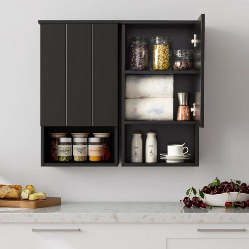 VANIRROR Bathroom Wall Cabinet with Single Door, Soft-Close Hinges, 15x27 inch Wooden Medicine Cabinet for Small Kitchen, Laundry, Entryway, Durable MDF Construction