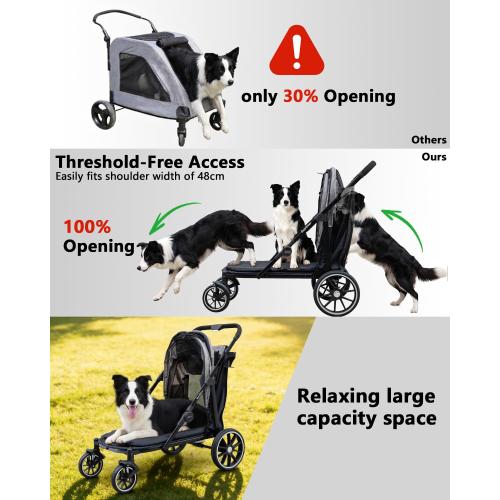 Dog Stroller for Large & Medium Dogs, Pet Stroller for 2 Dogs | 360° Wear-Resistant Wheels • Foldable Design • Breathable Mesh Windows • Heavy-Duty Construction • Fits 2 Dogs
