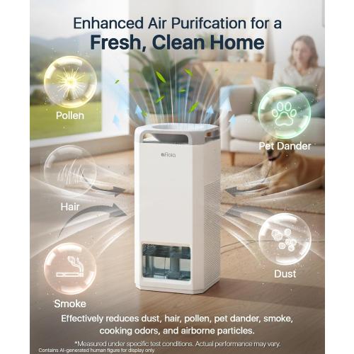 Afloia 1000ml/h Mist Free Humidifier and Air Purifier in One for Bedroom | Evaporative Humidifier Combo, 4-Way Airflow, Top Fill Design, Quiet Sleep Mode, Up to 20H Runtime, Auto Humidity Control