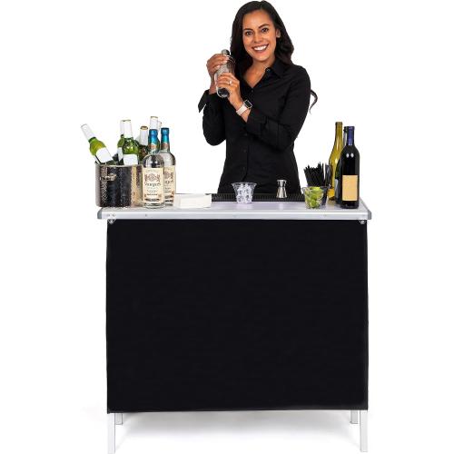 GoBar Portable Bar Table for Events - Black, or LED - Pop Up Mobile Bartending Station with Travel Carrying Case