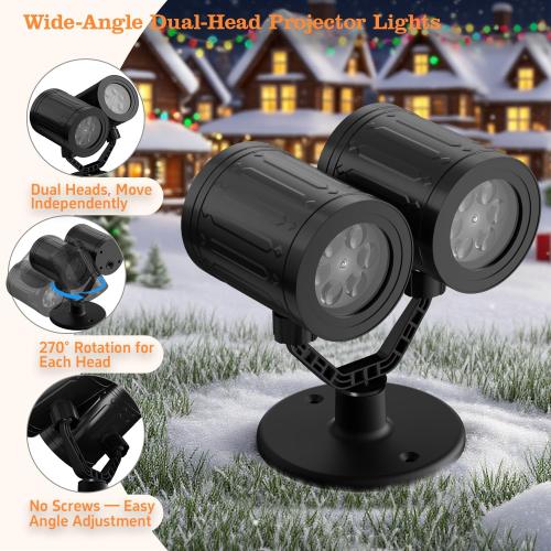 Christmas Projector Lights Outdoor, Snowflake Lights Night, Christmas Dynamic Snow Lamp Projection, Xmas Holiday Indoor Party Decor, Waterproof Snow Flake Projector Light Home Decorations