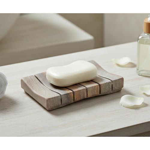 Natural Water Absorbent & Rigged Soap Dish Soap Holder Made of Natural Stone - Unique Bath Bathroom Accessories (Vertically Ridged)